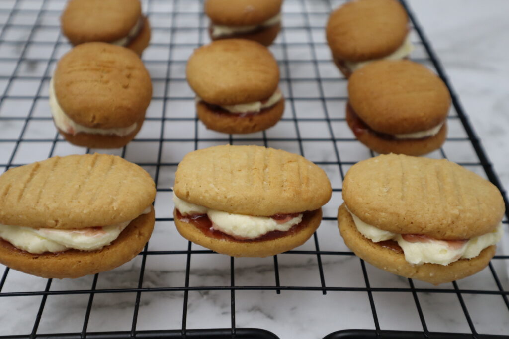 Baking tray with Monte Carlo Biscuits freshly made.