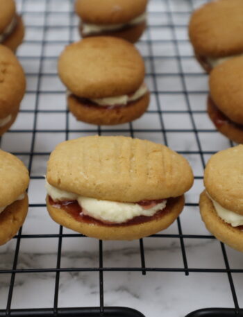 Baking tray with Monte Carlo Biscuits freshly made.