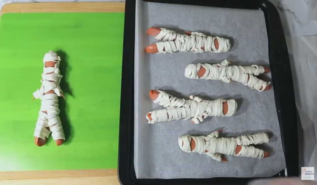 Halloween Mummy Dogs: wrapped in puff pastry.