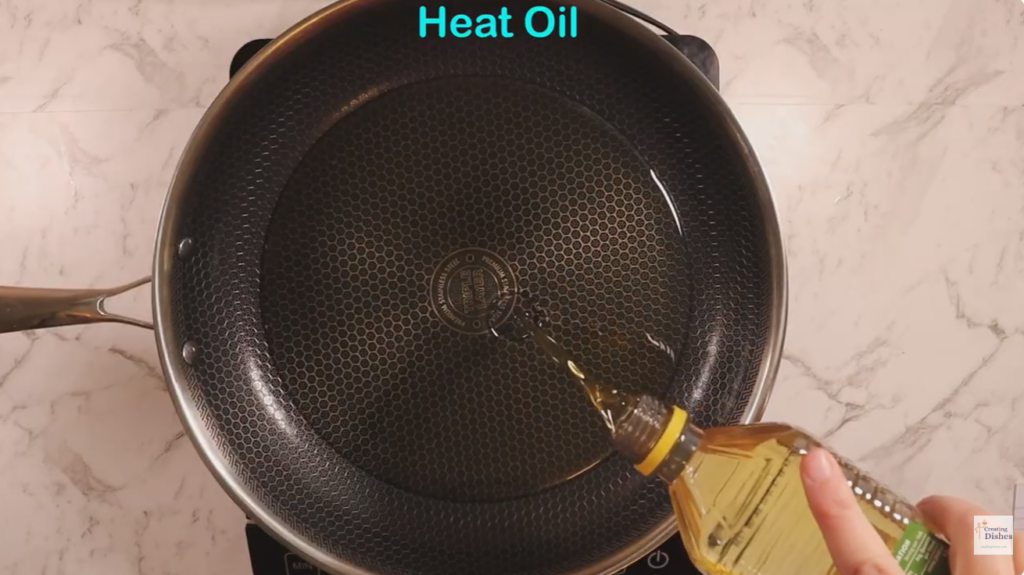 Heating oil in frying pan