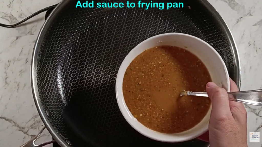 Add sauce to the frying pan