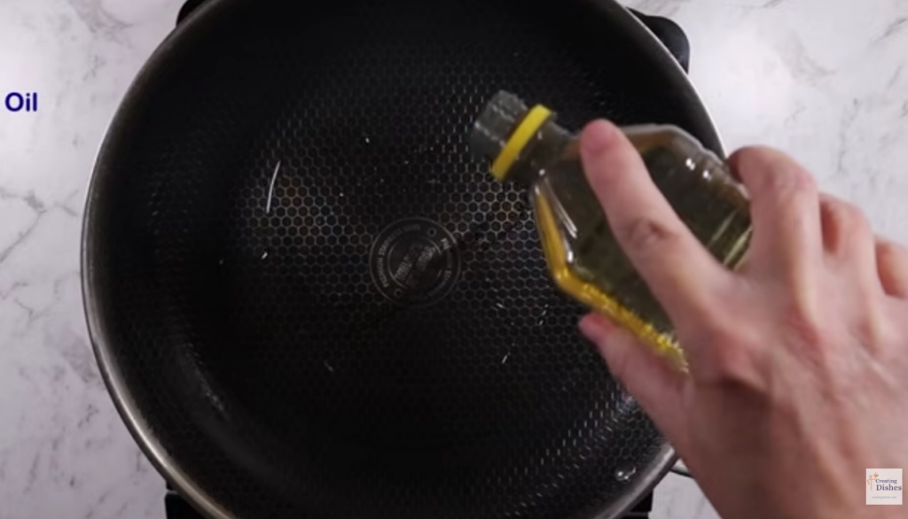 Oil in a frying pan